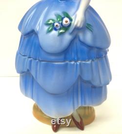 Large Half Doll Powder Box Porcelain Dresser Jar Figural Art Deco Covered Dish