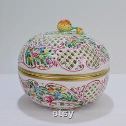 Large Herend Porcelain Reticulated Covered Table Or Dresser Box 6211 C 115 PC