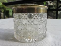 Large antique glass and brass toiletries bottle with Reynolds Angels repousse top. c1905. Dressing table decor Ref AP
