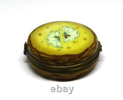 Limoges Box Eximious Lemon Tart & Powdered Sugar Dessert Pastry Peint Main