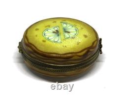 Limoges Box Eximious Lemon Tart & Powdered Sugar Dessert Pastry Peint Main