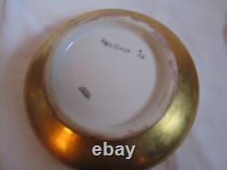 Limoges France Porcelain Powder Box Pink Flowers And Gold- 5 by 3 inches