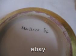 Limoges France Porcelain Powder Box Pink Flowers And Gold- 5 by 3 inches
