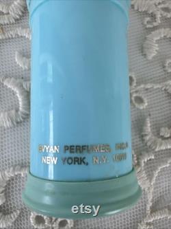 Loral Evyan NY Most Precious Powder Blue Bottle Gold Font VTG Partially Full