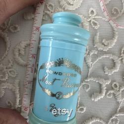Loral Evyan NY Most Precious Powder Blue Bottle Gold Font VTG Partially Full