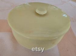 Lot of vintage French Ivory dressing table items 3 different lidded powder or trinket boxes, 2.5 1.5 swinging picture frame, 9.5 hairbrush