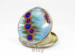 Louis Kuppenheim Germany Art Deco Silver 935 Guilloche Enamel Orientalist Powder Box- ca. 1920s