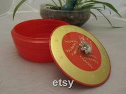 Lovely Coral Colored Covered Avon Powder Box