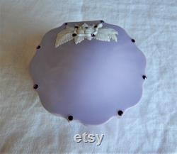 Lovely Lavender Powder Box Tanyana of California Rhinestone Studded Lid Powder Puff Circa 1959