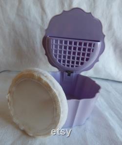 Lovely Lavender Powder Box Tanyana of California Rhinestone Studded Lid Powder Puff Circa 1959