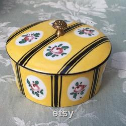Lovely POWDER or JEWELRY BOX Art Deco 1930 by Marcel Giberot Paris Villenauxe Roses and Stripes Boudoir Dresser Vanity Table Poudrier