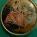 Lovely Vintage Green Gold French Powder Tin withCharming Ladies
