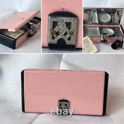 MCM La Fonteyn Compact Carryall Pink & Black Metal Triple Vanity Powder Box