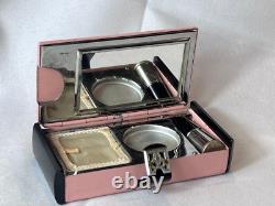 MCM La Fonteyn Compact Carryall Pink & Black Metal Triple Vanity Powder Box
