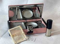 MCM La Fonteyn Compact Carryall Pink & Black Metal Triple Vanity Powder Box