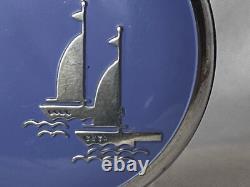 MCM Platé Compact Sailboat Nautical Enamel Double Vanity Mirrored Powder Box