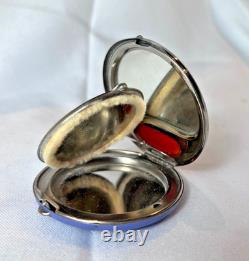 MCM Platé Compact Sailboat Nautical Enamel Double Vanity Mirrored Powder Box
