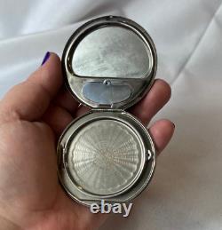 MCM Platé Compact Sailboat Nautical Enamel Double Vanity Mirrored Powder Box
