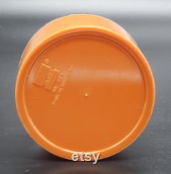 MORNING GLORY BOX Round Plastic Vanity Dusting Powder Trinket Box Butterscotch Color Base Clear Crosshatch Lid Morning Glories Floral Design