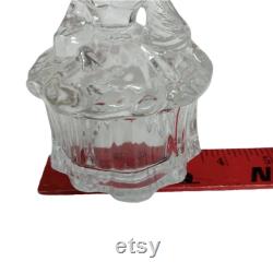MOSSER Glass Crystal Clear Colonial Victorian Lady Powder Jar Trinket Box Dish