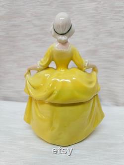 Madama Pompadour Dresser Doll Powder Dish, Made in Germany, 5 x 3 oval x 6.5 tall, Perfect Condition