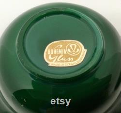 Made in Czechoslovakia Green Malachite Glass Covered Dish Nude Vintage Original Sticker