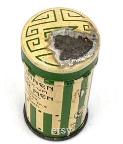 Mennen Talcum for Men Sample Size Powder Tin 1930s Litho Shaker Top 2 inches Vintage Vanity Display