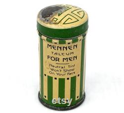 Mennen Talcum for Men Sample Size Powder Tin 1930s Litho Shaker Top 2 inches Vintage Vanity Display
