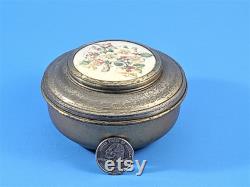 Metal Dresser Powder Box With Litho Dogwood Flowers Made In USA Vintage 30s 40s
