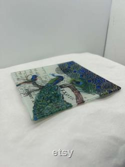 Michael Design Works Peacock Trinket Glass Tray 6 3 4 Diameter GAR2-250