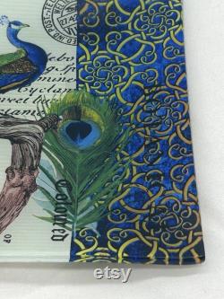 Michael Design Works Peacock Trinket Glass Tray 6 3 4 Diameter GAR2-250