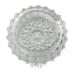 Mid 19th Century ABP Cut Crystal Dresser Jar with S. Kirk and Son Co. Sterling Silver Dogwood and Apple Blossom Floral Motif Repousse Lid