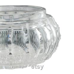 Mid 19th Century ABP Cut Crystal Dresser Jar with S. Kirk and Son Co. Sterling Silver Dogwood and Apple Blossom Floral Motif Repousse Lid