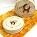 Mid Century Jergens Twin Makeup Set Powder Box w Matching Velvet Cake in Milk Glass Compact Jar J566