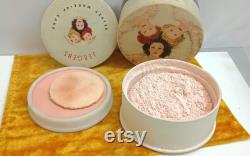 Mid Century Jergens Twin Makeup Set Powder Box w Matching Velvet Cake in Milk Glass Compact Jar J566