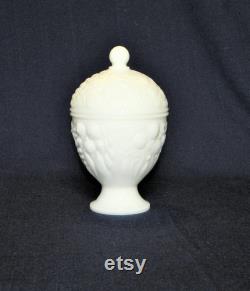 Milk Glass Powder Box with Lid, Perfect Gift Box with a Floral Design, Great for Q-Tips, Cotton Balls or Jewelry, FREE SHIPPING