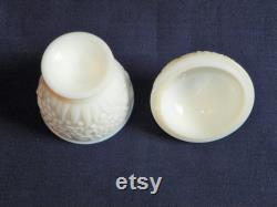 Milk Glass Powder Box with Lid, Perfect Gift Box with a Floral Design, Great for Q-Tips, Cotton Balls or Jewelry, FREE SHIPPING