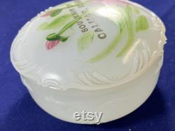 Milk Glass Souvenir Powder Box Cammar Iowa Trinket Box