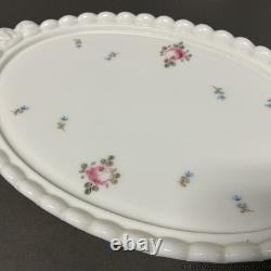 Milk Glass Vanity Set Roses and Bows Westmoreland Tray Perfumes Power Box