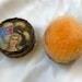 Miniature Antique Powder puff Box with Swan down puff and fab 1.5 Vintage vanity