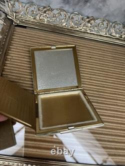 Mint Complete Elgin American Lotus Tree Powder Compact Set Original Box Booklet