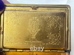 Mondaine Compact Book Style Art Nouveau Deco Double Vanity Rouge & Powder Box