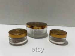 Monogramed E American Beauty Dresser Set Powder and creams makeup jars with lids