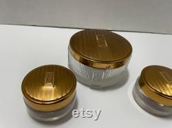 Monogramed E American Beauty Dresser Set Powder and creams makeup jars with lids