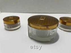Monogramed E American Beauty Dresser Set Powder and creams makeup jars with lids
