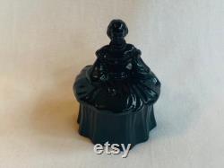 Mosser Glass Ebony Black Victorian Lady Powder Box or Trinket Dish