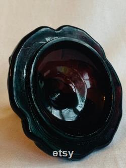 Mosser Glass Ebony Black Victorian Lady Powder Box or Trinket Dish