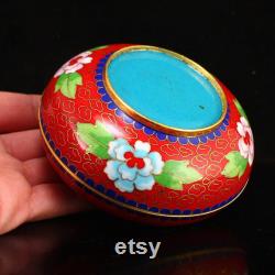 N5472 Chinese Gilt Gold Cloisonne Peony Powder Box