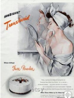 NEW 1940s HOUBIGANT Face Powder Box Art Deco Shabby Floral French Makeup Vintage Paris Beauty Flower Basket Vanity Display Decor Gift Prop