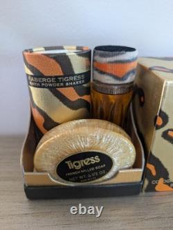 NEW Vintage Faberge Tigress Trip-Let Bath Powder Milled Bar Soap Cologne Box Set